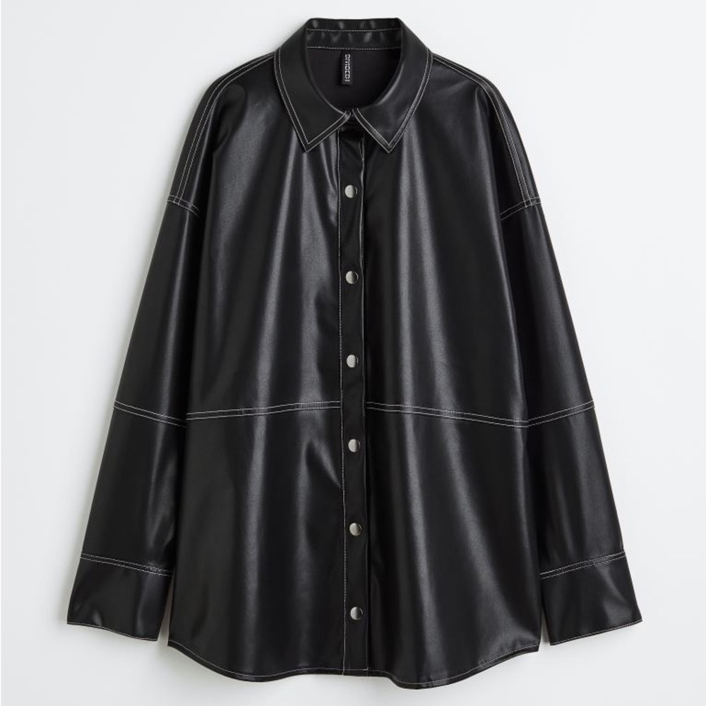 H&M faux leather oversized shirt Size S